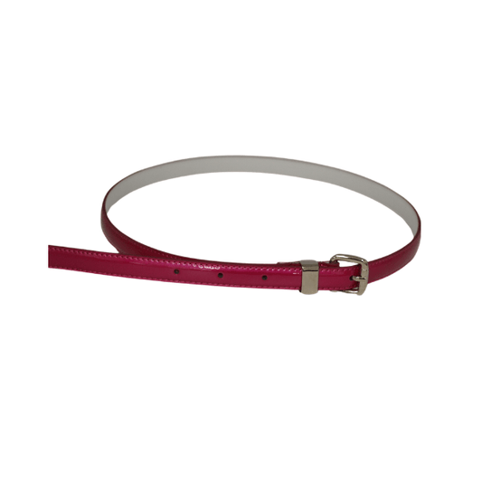 Women’s Red Skinny Patent Leather Belt Buckled – Slim Waist Belt for Jeans and Dresses