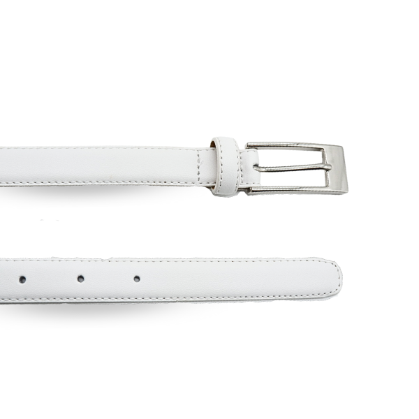DEANEEN - Women's White Matte Genuine Leather Belt