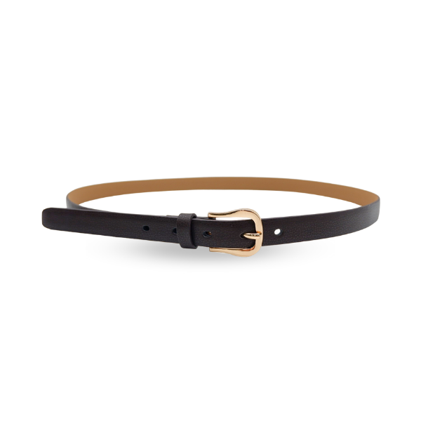 Kiah |  Women's Chocolate Genuine Leather Belt with Golden Buckle