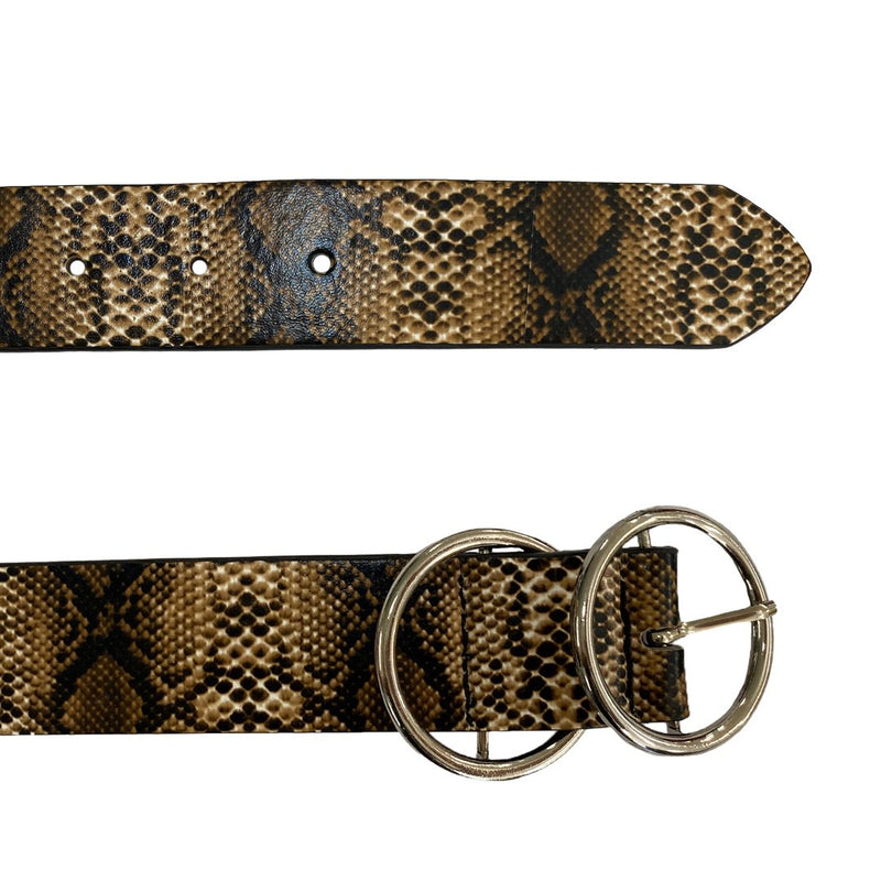 TOWNSVILLE - Womens Snake Skin Double Ring Genuine Leather Belt Womens Belt Addison Road
