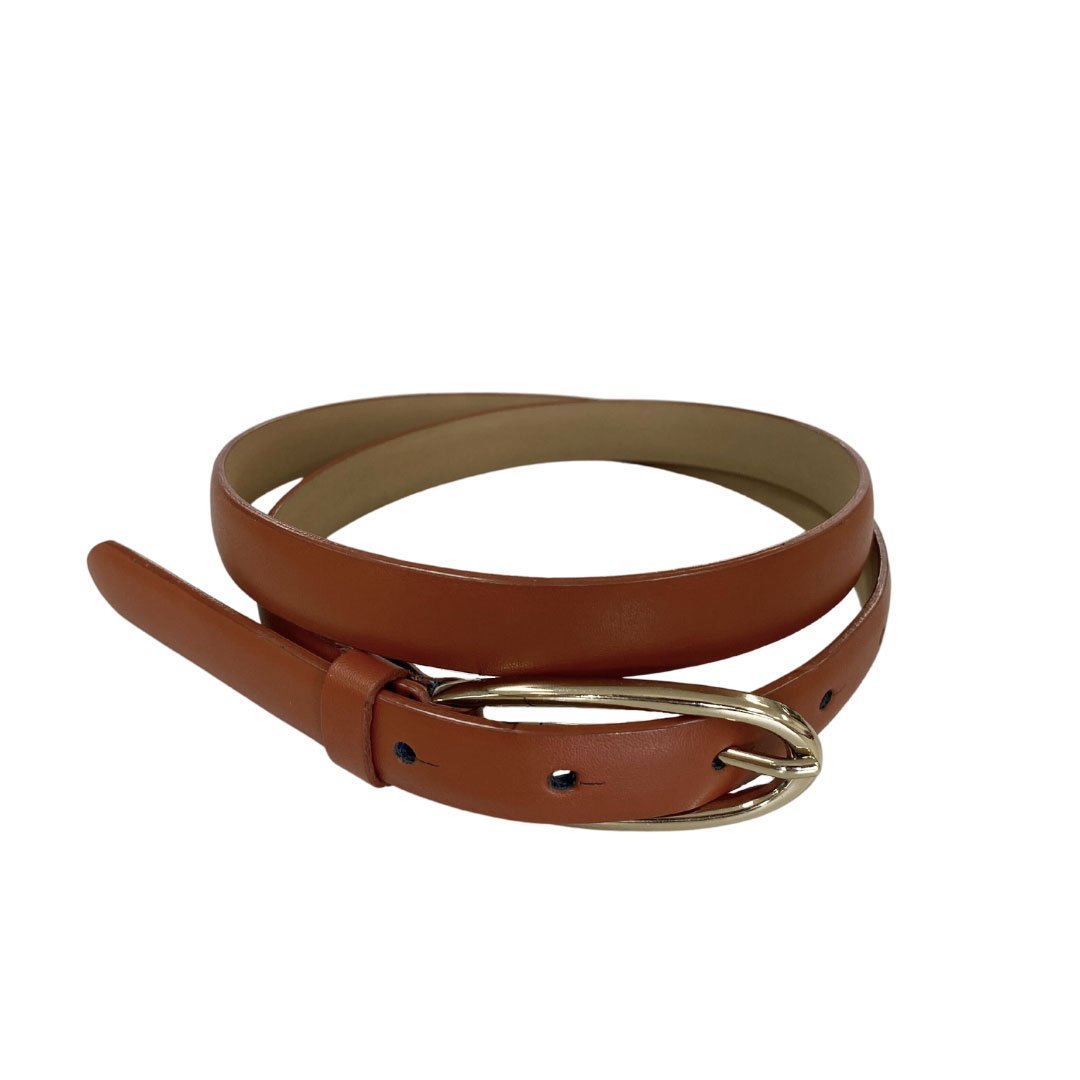 INGRID - Women's Brown Genuine Leather Skinny Belt -  Addison Road