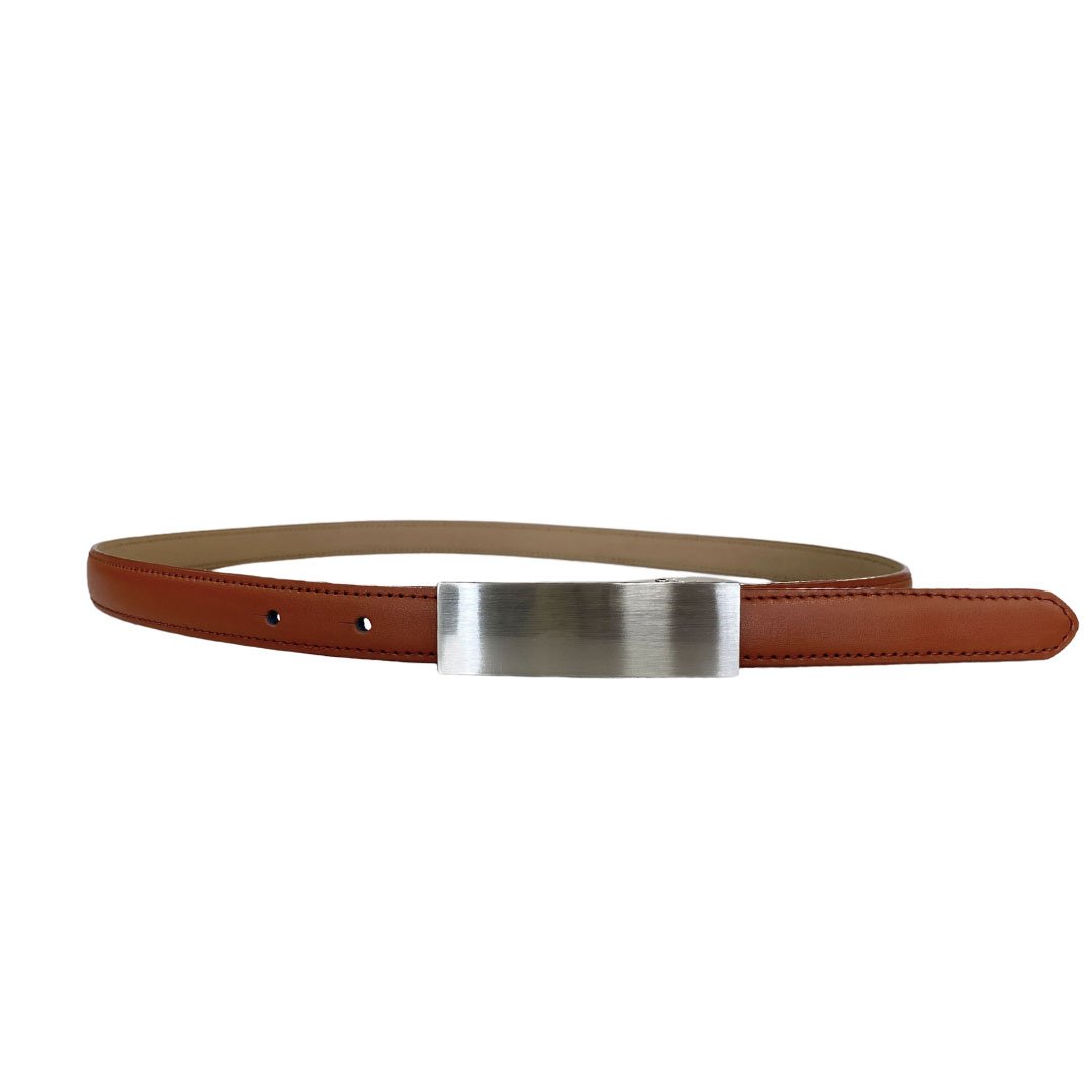 KIMBERLY - Women's Brown Matte Genuine Leather Belt with Silver Buckle -  Addison Road
