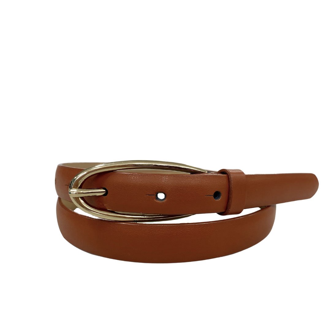 INGRID - Women's Brown Genuine Leather Skinny Belt -  Addison Road
