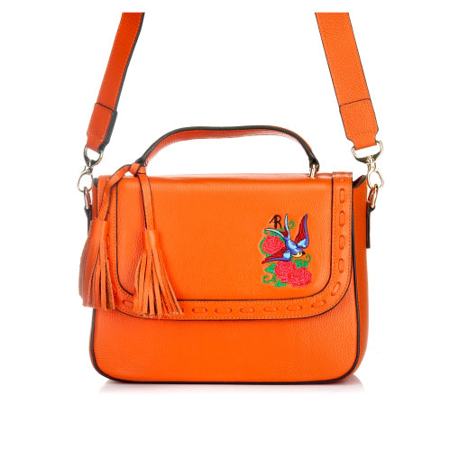 YAMBA - Addison Road  - Orange Pebbled Leather Structured Bag - Addison Road