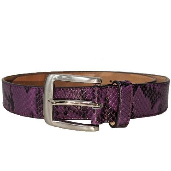 LAVENDER BAY - Women's Snake Print Purple Leather Belt  Addison Road