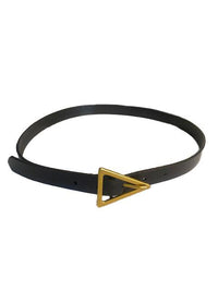 SUNBURY -  Black Genuine Leather Belt with Triangle Buckle  - Belt N Bags