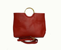 MILLFIELD Red Structured Leather Ring Handle Bag Bag Addison Road