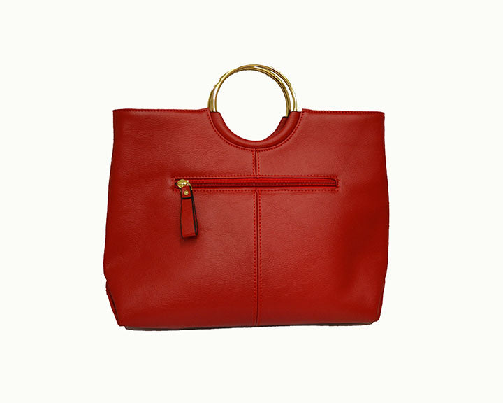 MILLFIELD Red Structured Leather Ring Handle Bag Bag Addison Road