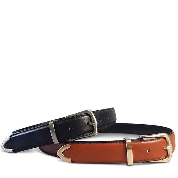 SURRY HILLS - Womens Black Leather Belt with Silver Buckle Belts Addison Road