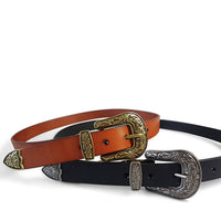 CAMDEN - Addison Road Black Leather Belt with Floral Western Buckle Belts Addison Road