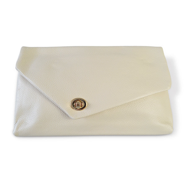 Centennial Park - White Leather Evening Clutch Envelope Bag Bag Addison Road