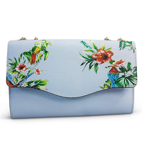IVANHOE- Addison Road - Blue Leather Clutch Bag with Tropical Print Bag Addison Road