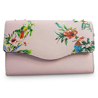 IVANHOE - Addison Road Blush Leather Clutch Bag with Tropical Print Bag Addison Road