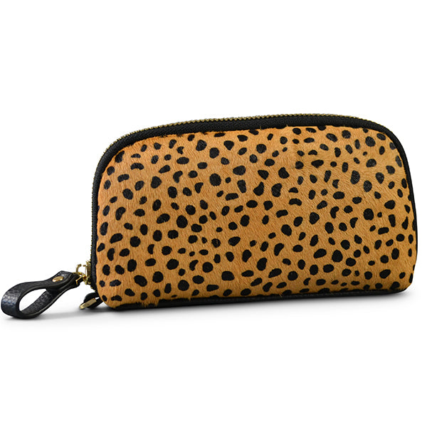 CARMICHAEL - Ladies Cheetah Cowhide Leather Phone Wristlet Wallet Wallets Addison Road