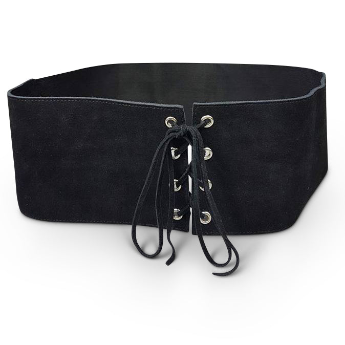 ARCADIA - Black Leather Suede Corset Lace Up Waist Belt - CLEARANCE Belts Addison Road