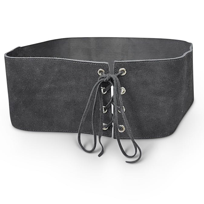 ARCADIA - Grey Leather Suede Corset Lace Up Waist Belt - CLEARANCE Belts Addison Road