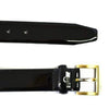 AURORA - Womens Black Genuine Leather Patent Belt with Gold Buckle  -Addison Road