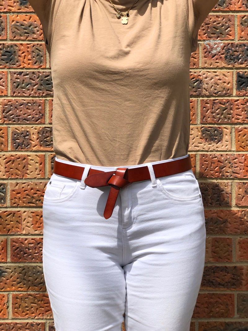 ROCKDALE - Women's Tan Genuine Leather Knot Belt