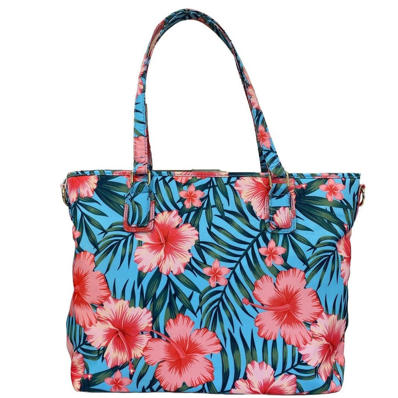 CALOUNDRA - Women's Pink and Blue Flower Tote Bag freeshipping - BeltNBags