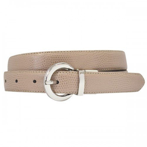 BELLA Beige Black Leather Reversible Belt Round Buckle Addison Road