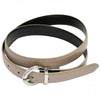 BELLA - Women Beige and Black Leather Reversible Belt with Round Buckle  - Belt N Bags