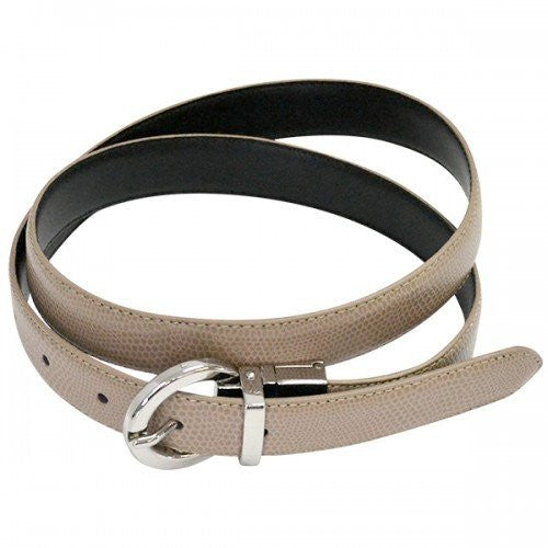BELLA - Women Beige and Black Leather Reversible Belt with Round Buckle  - AddisonRoad