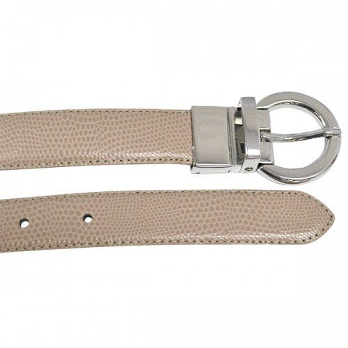 BELLA - Women Beige and Black Leather Reversible Belt with Round Buckle  - AddisonRoad