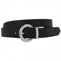 BELLA - Women Tan and Black Reversible Leather Belt with Round Buckle  - AddisonRoad