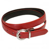 BELLA - Women Red and Black Leather Reversible Belt with Round Buckle  - AddisonRoad