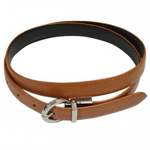 BELLA - Women Tan and Black Reversible Leather Belt with Round Buckle  - AddisonRoad