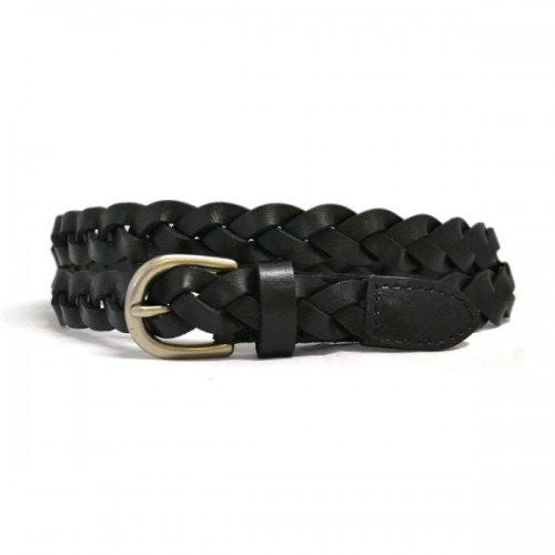 CAROL - Womens Black Genuine Leather Plaited Belt  - AddisonRoad