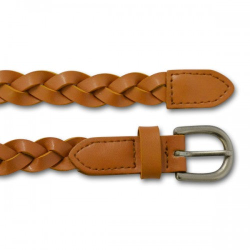 CAROL - Womens Tan Genuine Leather Plaited Belt  - AddisonRoad