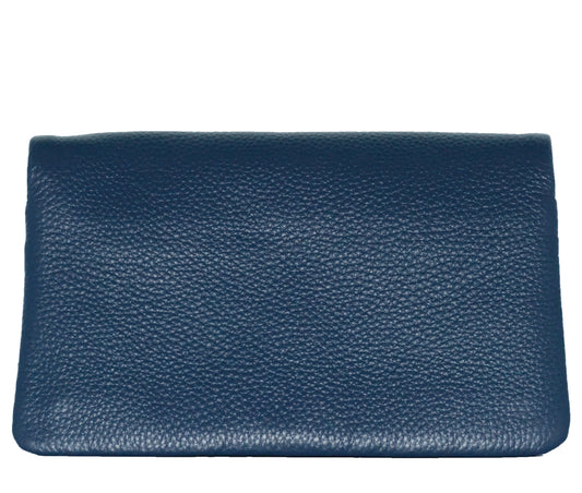 CREMORNE - Ladies Navy Blue Soft Pebbled Leather Fold Wallet Purse Wallets Addison Road