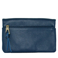 CREMORNE - Ladies Navy Blue Soft Pebbled Leather Fold Wallet Purse Wallets Addison Road