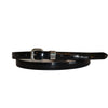 CARRIE - Womens Black Patent Skinny Leather Belt with Silver Buckle  - Belt N Bags
