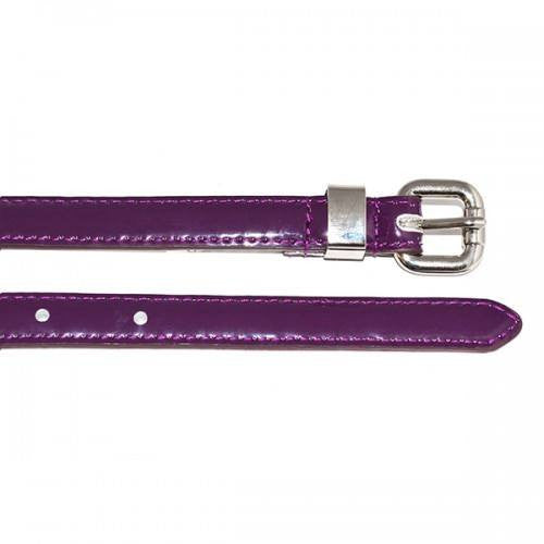 CARRIE -  Womens Purple Patent Skinny Leather Belt with Silver Buckle  - Belt N Bags