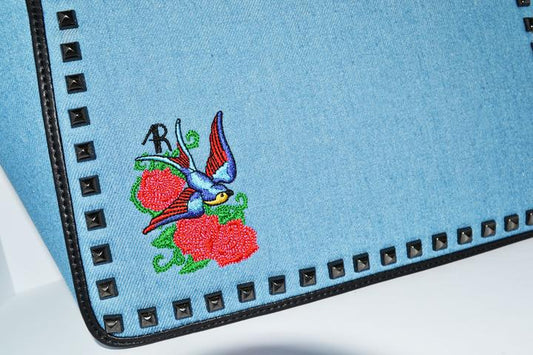 DENMAN - Addison Road Denim Handbag with Signature Embroidery - CLEARANCE Sale Addison Road
