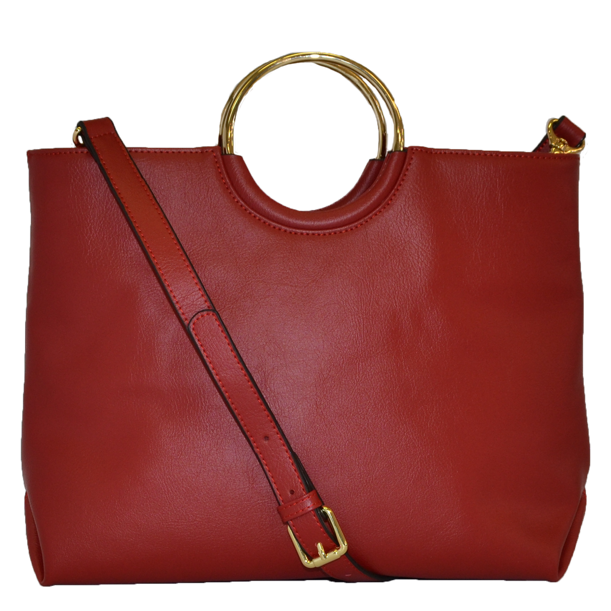 MILLFIELD Red Structured Leather Ring Handle Bag Bag Addison Road