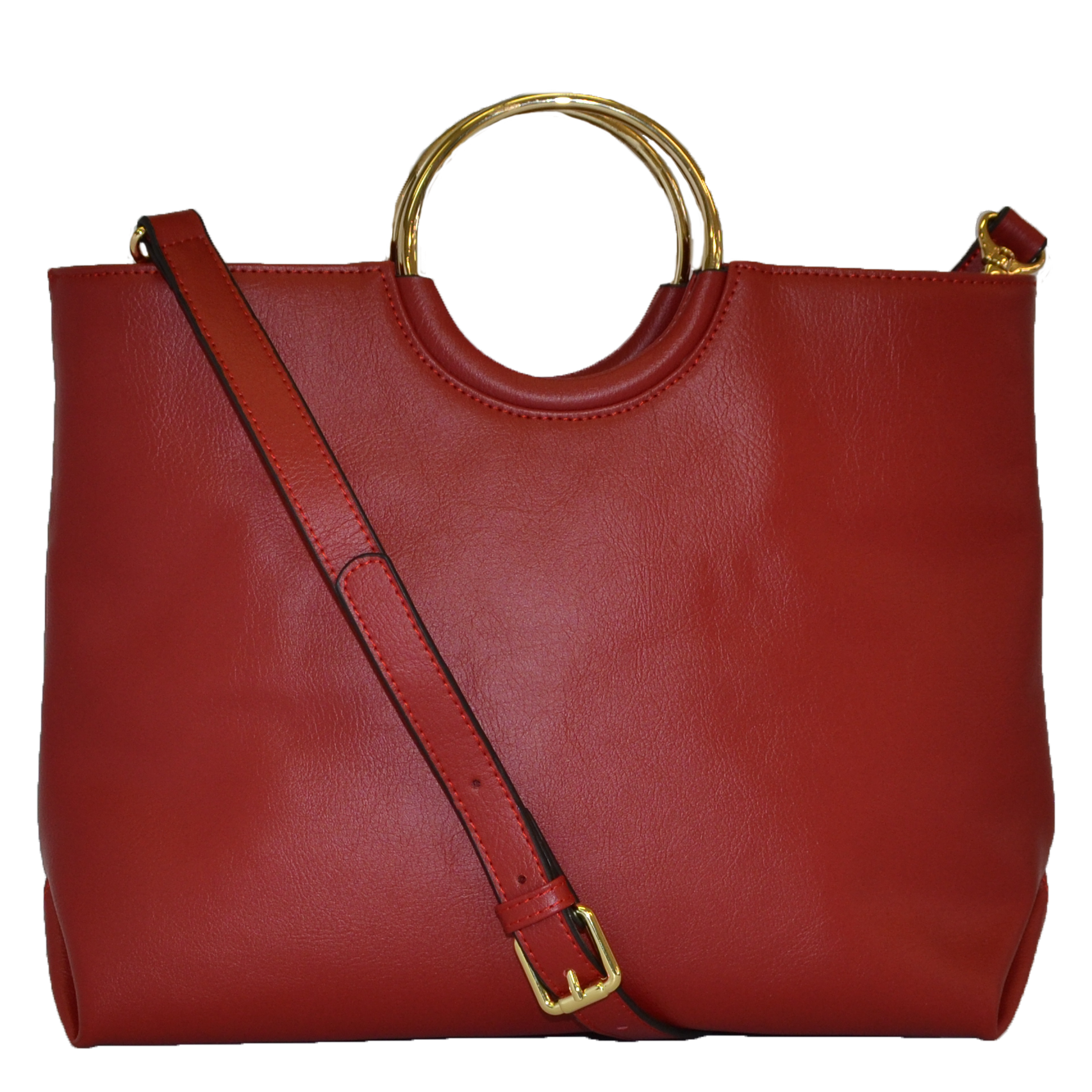 MILLFIELD Red Structured Leather Ring Handle Bag Bag Addison Road