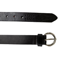 ESPERANCE - Women's Brown Genuine Leather Belt with Round Silver Buckle Womens Belt Addison Road