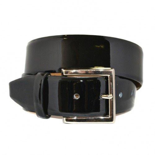 Ladies black belt with silver buckle on sale