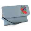 NAMBUCCA - Addison Road  - Blue Pebbled Leather Fold Bag with Embroidery - CLEARANCE Sale Addison Road