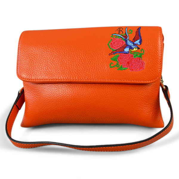 NAMBUCCA - Orange Leather Fold Crossbody Bag - CLEARANCE Sale Addison Road