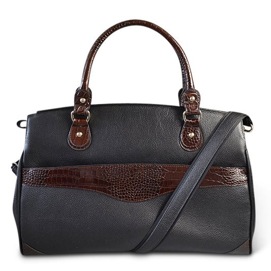 ROTHBURY Black Leather Weekender Overnight Business Bag Bag Addison Road