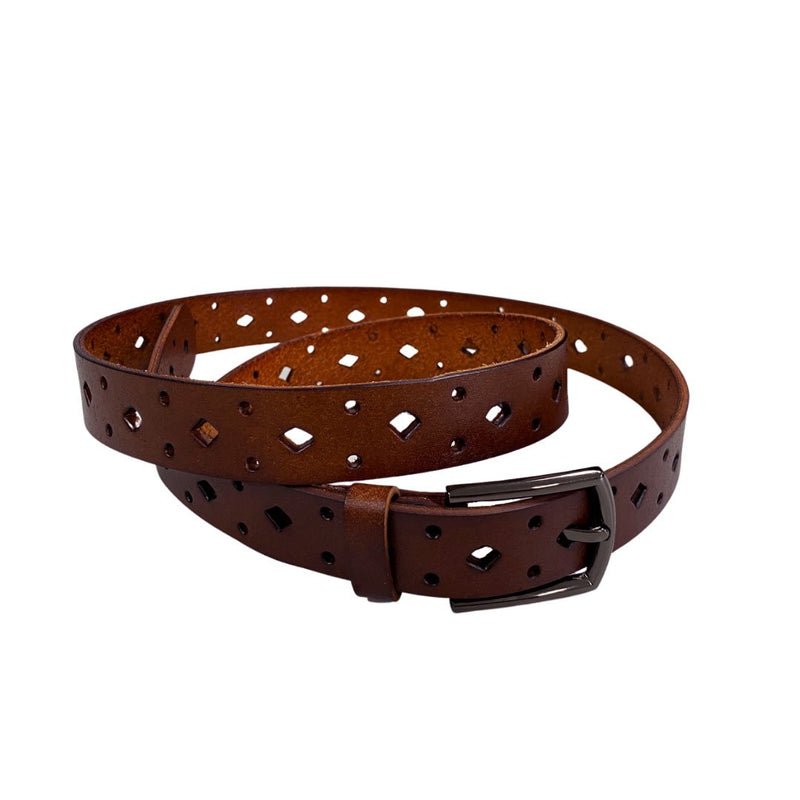 BARGARA - Women's Dark Brown Genuine Leather Belt with Gunmetal Buckle Womens Belt Addison Road