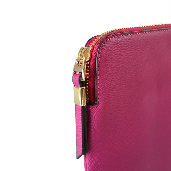 SORRENTO - Addison Road  Magenta Structured Saffiano Clutch Bag Addison Road