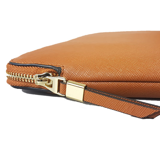 SORRENTO - Addison Road - Cognac Structured Saffiano Clutch Bag Addison Road