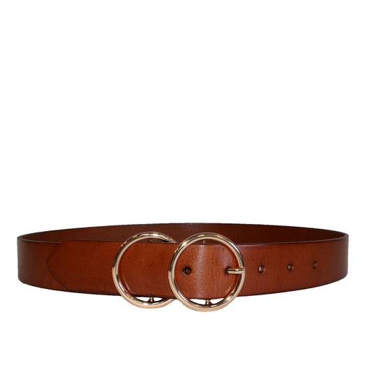 TOWNSVILLE - Womens Tan Double Ring Leather Belt Belts Addison Road
