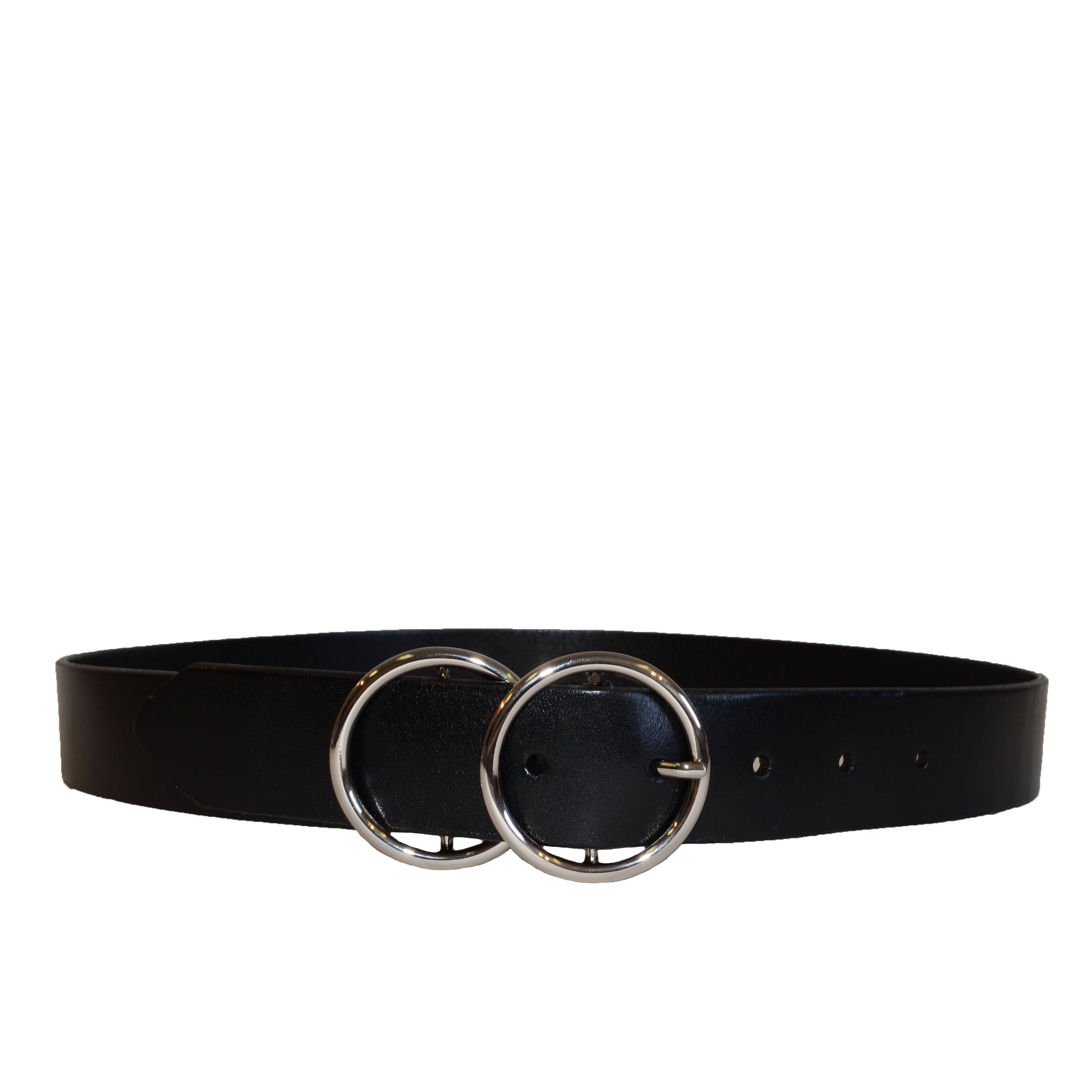 TOWNSVILLE - Womens Black Double Ring Leather Belt Belts Addison Road