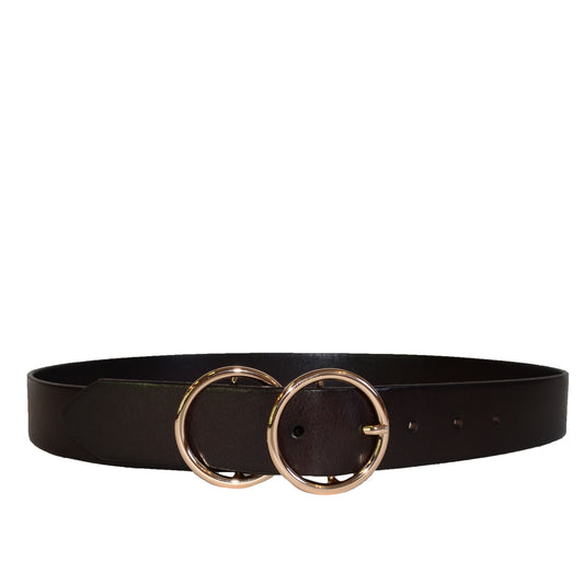 TOWNSVILLE - Womens Dark Brown Double Ring Leather Belt Belts Addison Road